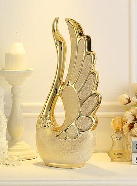 欧洲装饰创意家居饰品客厅卧室电视柜陶瓷饰品婚礼礼品天鹅饰品