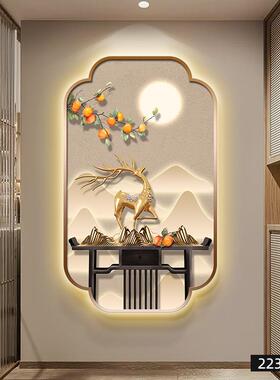福禄安门康玄关灯走廊过道装画发光挂画DCD正对氛围饰感画入户画