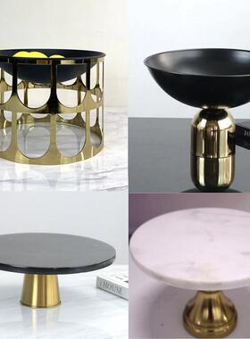 现代轻奢创意金色金属果盘家居摆件售楼部样板房间软装饰品摆设品