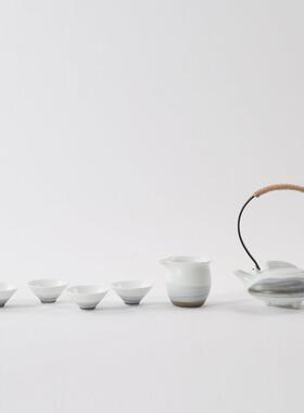 新中式禅意陶瓷茶具样板间酒店大厅软装饰品客厅桌面托盘套装摆件