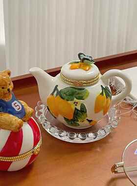 郎行覆古可爱创意陶瓷耳环，戒指，项炼，珠宝收纳盒饰品，女孩的