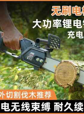 电锯家用小户手持锯柴XUR充电式伐木锯锯单手锯锂电电链外锯树神