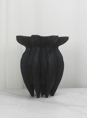 中古花简约风黑UFW佛手色花瓶民店宿酒样板间客厅玄关插花器软装