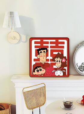 蜡笔新灿婚礼订婚桌面装饰小饰品婚礼房间布置囍人物房间装饰床头