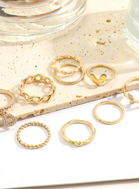 Leaf Ring Opening Multi Joint 9-piece Set Ring Set