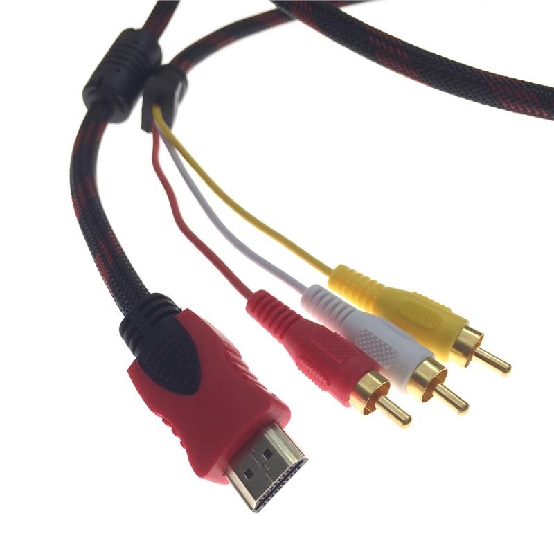 HDMI到Vga+Av电缆高清HDMI到Vga+视频左和右频道电视3Rca莲花电缆 - 图1