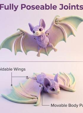 PLA打印关节可动蝙蝠3D模型摆件