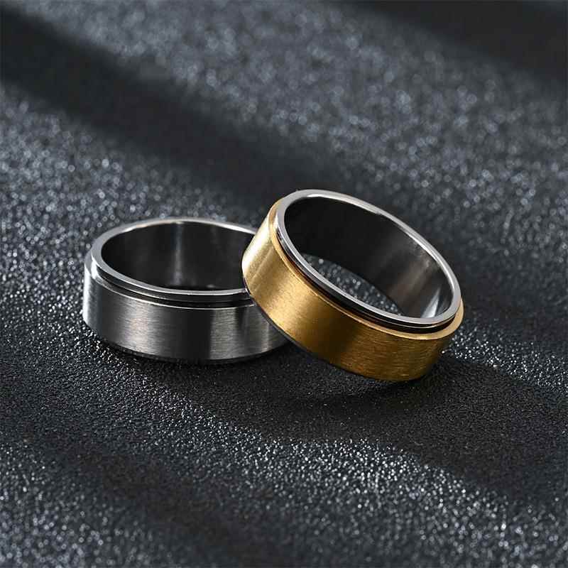 European and American diamond jewelry Amazon cross-border new product 8mm blank titanium steel rotating ring for anti-anxiety and stress reduction