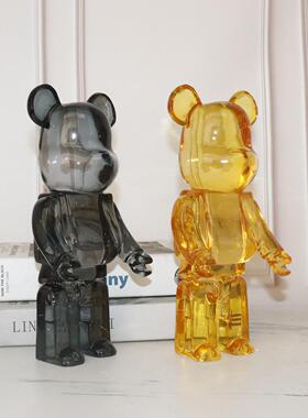 潮流家居装饰 网红轻奢透明树脂玻璃钢雕塑机器熊暴力熊公仔摆件