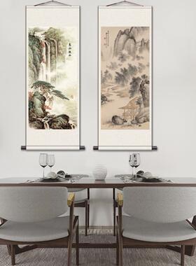 石州山水画、中国画、办公室书画、飞瀑、挂画、卷轴壁画、绢画、