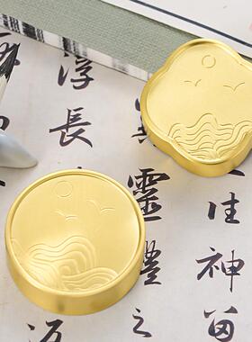 镶彩贝白贝螺钿铜镇纸日韩跨境拼色文房工艺品毕业季礼品摆件装饰