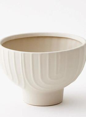 陶瓷水盘盘奶油风 客厅茶几托盘KBV收大号脚摆件果纳果果盘子