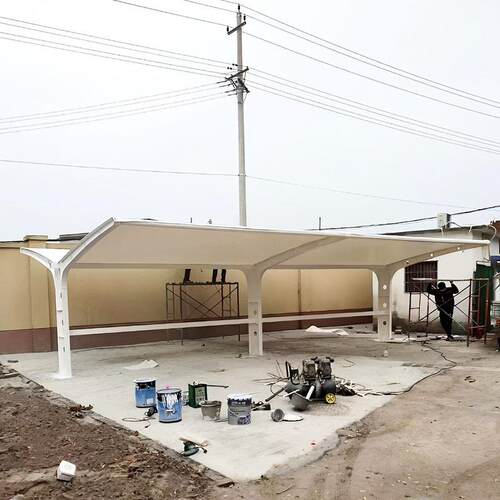 新款直销膜结构停车棚户外自行车棚 小区园区张拉膜电动车棚遮阳 - 图1