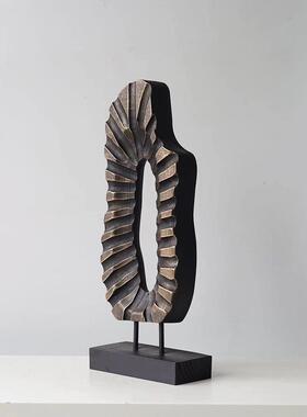 现代艺BJ0320术几厅何扭曲黄色复居古摆件软装艺术子样板间客柜家