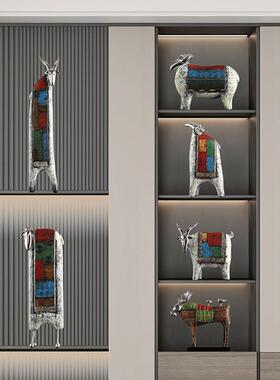 北风创5588意绵羊摆件家居现代简约摆抽象酒婚房饰新房欧客厅装饰