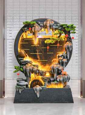 室内装饰造景客厅落地循环水假山流水喷泉摆件水幕墙玄关隔断屏风