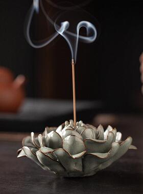 新中式牡丹花香插摆件陶瓷手工装饰品家居桌面工艺品香座香器摆件