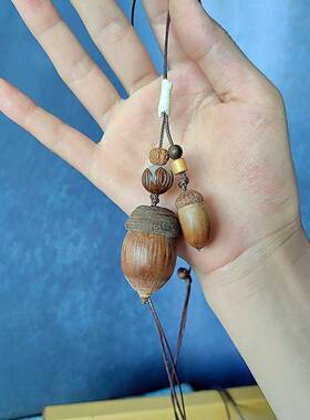 现果青冈森系植物干果毛衣链长款风配饰男女手工编织棉麻服饰项链