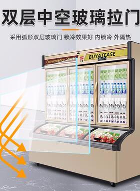 便利店子母柜冰柜水果冷藏冷冻一体展示柜饮料冰淇淋雪糕小型商用
