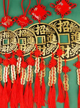 黄铜五帝钱葫芦挂件大号铜钱五葫临门家居店铺办公室装饰工艺礼品