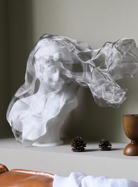 金属面纱女孩艺术雕像北欧软装饰品摆件玄关客厅轻奢创意人物雕塑