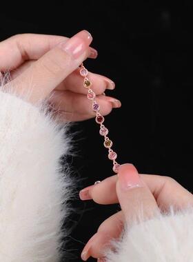 轻奢高级感七彩闪钻手链女森系少女手环超仙甜美风手饰品