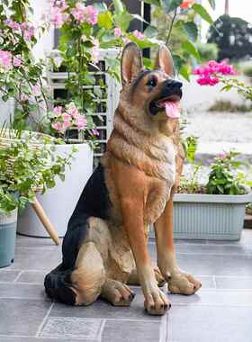 家点靓 动物雕塑工艺品大号狼狗摆件家居客厅庭院装饰品落地摆设