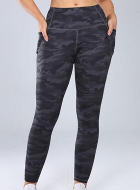 Women's Solid Pocket High Waist Leggings, Casual Comfy Breat
