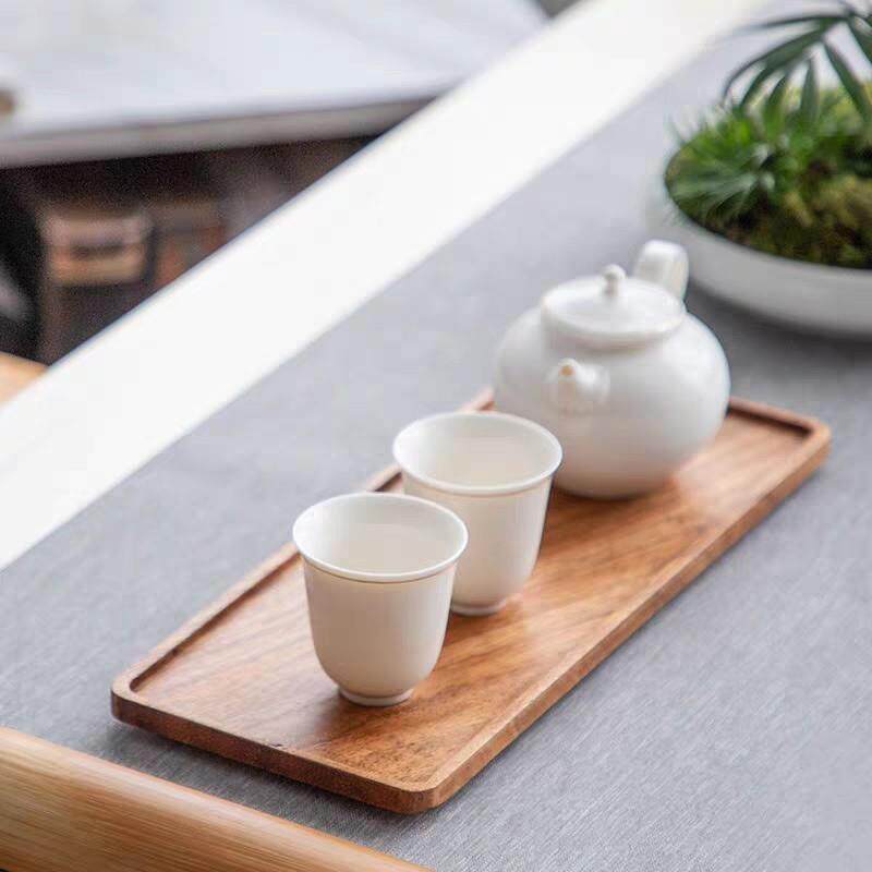 Walnut tea tray dry brewing table household simple tea table rectangular storage tea tray Kung Fu tea set AI