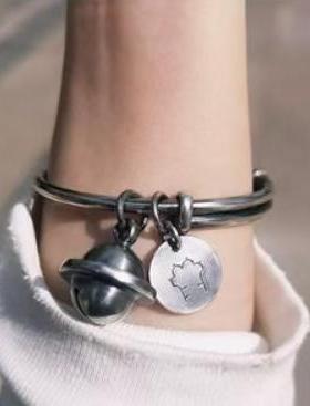 正品时尚复古旧银铃民族风推拉款999足银手工原创私人订制铛纯做