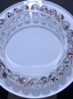 新品天然毒液红黑云母超七手链双色单圈手串男女珠链珠规格7.3mm