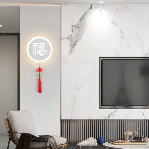 福字LED新中式壁灯玄关客厅餐厅卧室走廊过道阳台楼梯背景墙灯具 - 图2