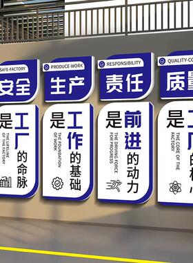 工厂车间质量标语贴纸办公室墙面装饰公司企业安全生产励志文化墙