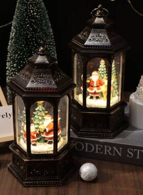 圣诞六角风灯圣诞节日灯光氛围装饰品摆件Merry Christmas