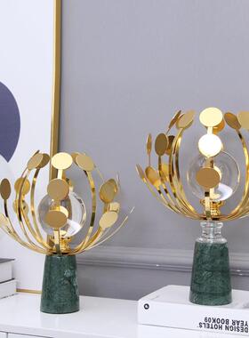 轻奢玄绿色装大理石B036水晶球摆件现客厅关电视柜摆设家代居工艺