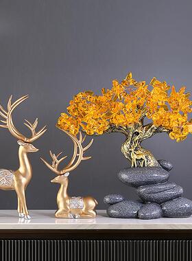 石来运转水晶发财树招财摆件客厅家居装饰品新居礼品开业乔迁