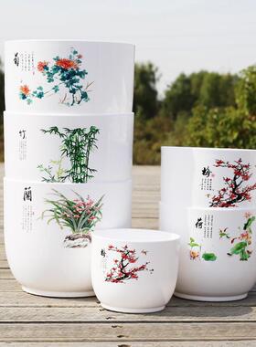 君子兰白瓷PP树脂盆栽花盆花瓶