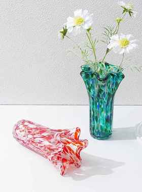 2108美高档手工玻吹制璃花式瓶奢氛围轻感家居软装饰品实用水培花