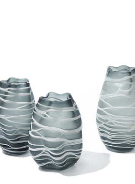 现代简约创意手工缠丝玻璃花瓶玄关客厅居家台面哑光水培小口摆件