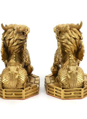 直销新款黄铜八卦麒麟八卦财富麒麟摆件书卷麒麟摆件铜器