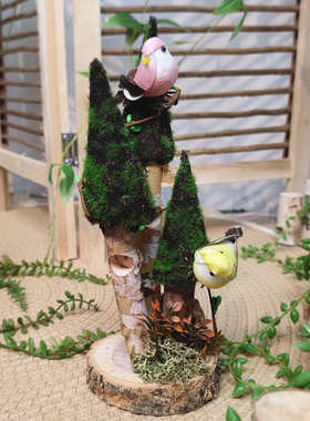 创意鸟巢小鸟摆设摆件自然角幼儿园植物角微景观家居花园橱窗布置