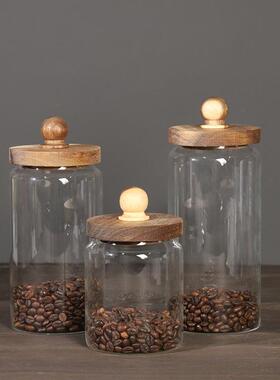 咖啡豆玻璃储物罐装饰品摄影道具面包店商店橱柜展厅桌子样板房软