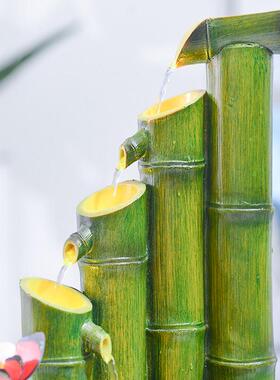 竹子流水喷泉摆件办公室桌面山水盆景循环水礼物节节高升客厅装饰