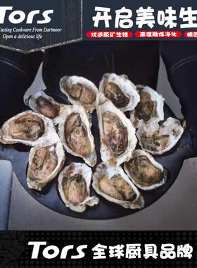托尔斯工厂直销双耳12孔生蚝铁盘户外烘焙模具黑色铸铁BBQ烧烤盘