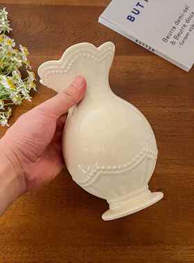 微瑕外单 法式覆古陶瓷小花瓶高级感插花鲜花彷真花客厅摆件艺术