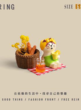 野炊小记野餐露营悠闲喝茶猫装饰小摆件春游烧烤车载送朋友小礼物