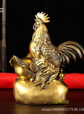 合家欢乐黄铜摆件小鸡公鸡工艺品家居客厅摆饰装饰品新婚堂内摆件