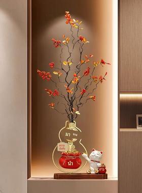 入户玄关招财葫芦竖高花瓶摆件八方来财客厅电视柜高档乔迁装饰品