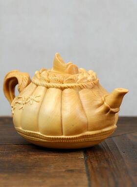 黄杨木雕菊花壶手把件文玩把玩件木质工艺品茶宠摆件家居装饰礼品
