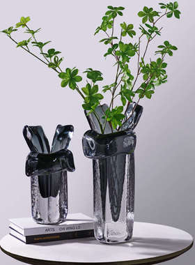 轻家装花瓶现代插花软器玻璃创意设计干花装样板房屋奢摆件顾客厅